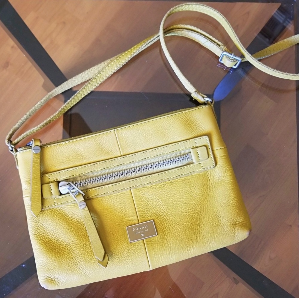 Fossil mustard crossbody purse